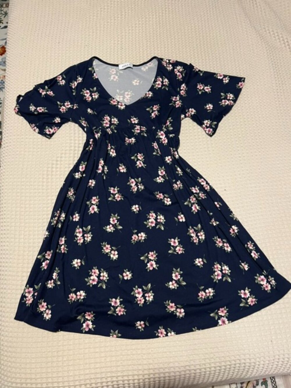 Gili Navy Floral Baby-doll Dress - No size tag